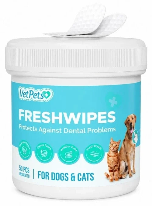 FreshWipes container with two textured finger sleeves